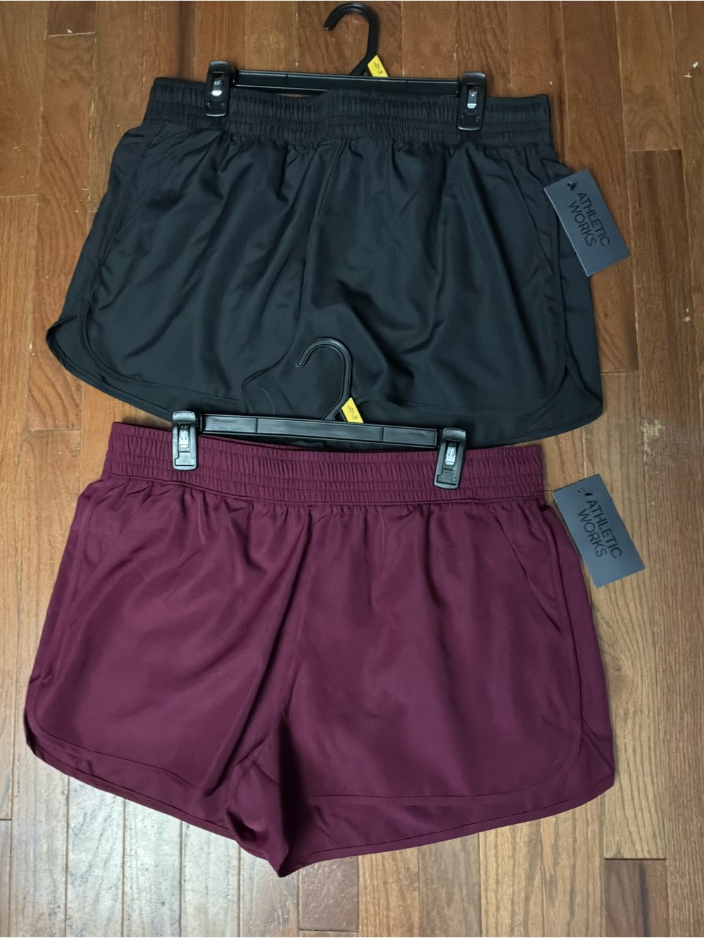 Athletic Works Women’s Black and Burgundy Athletic Shorts - 2 Pack